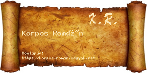 Korpos Román névjegykártya